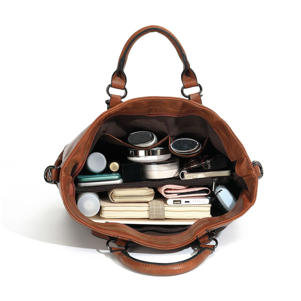 Slouchy Faux Leather Tote With Crossbody Strap