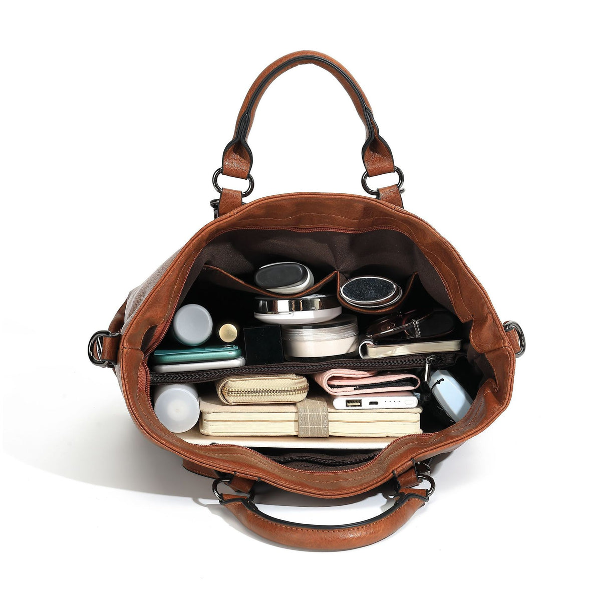 Slouchy Faux Leather Tote With Crossbody Strap