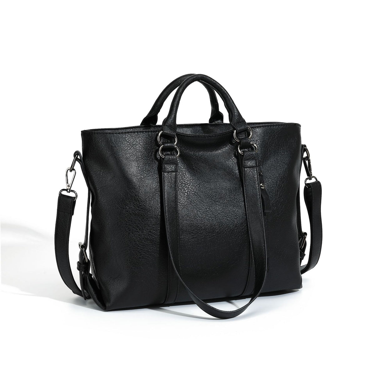 Slouchy Faux Leather Tote With Crossbody Strap
