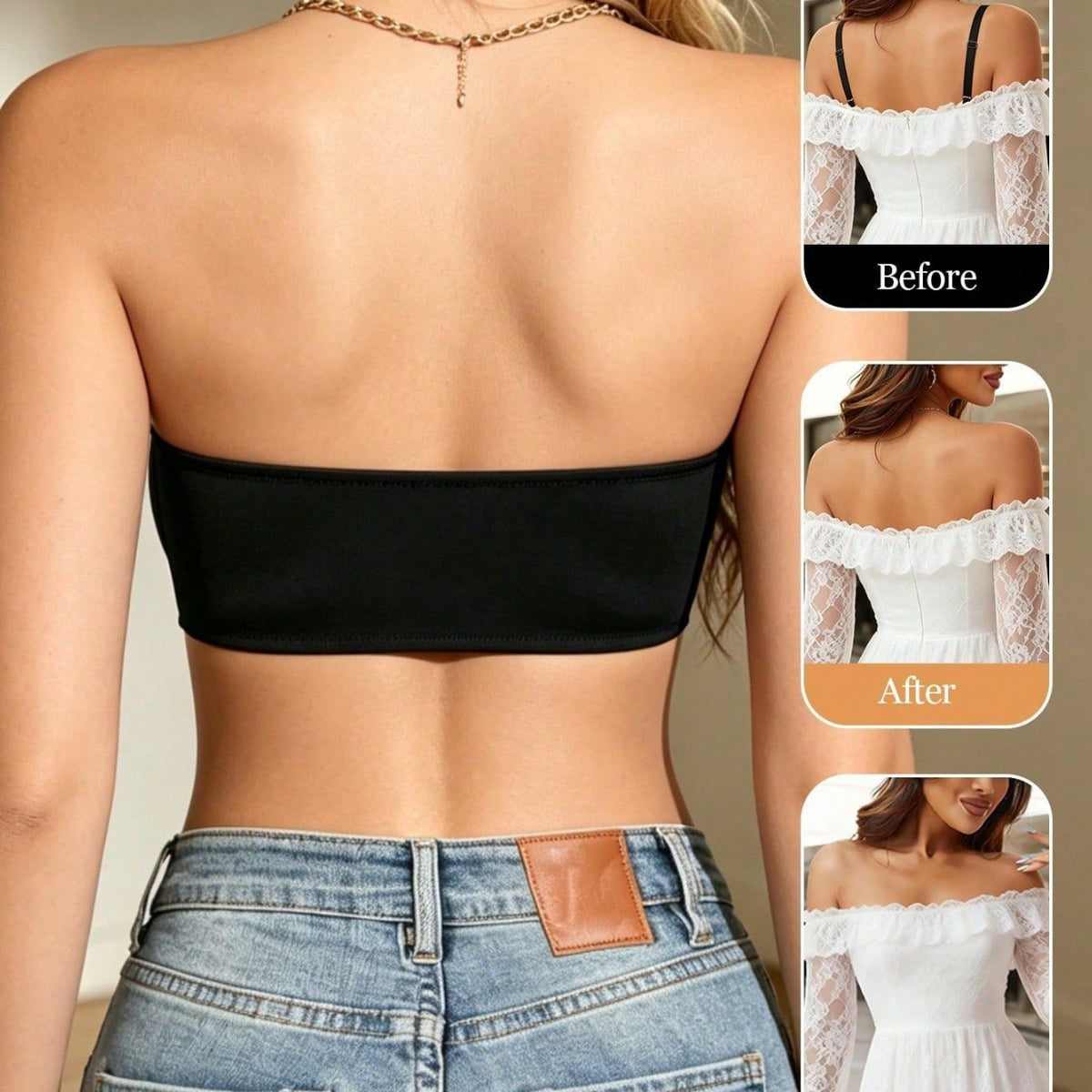 Front Closure Smooth Stretch Strapless Bandeau Bra