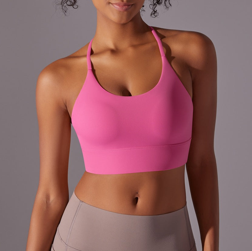 Brushed Strappy Open Back Yoga Sports Bra