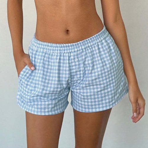 Striped Gingham Pull On Boxer Shorts