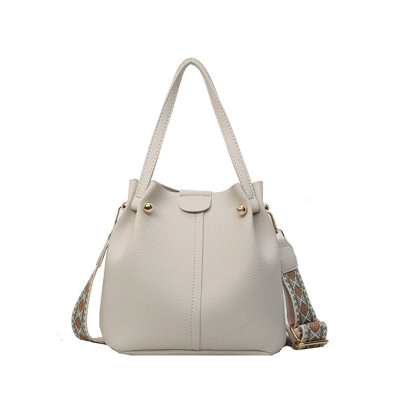 Vegan Leather Bucket Bag With Guitar Strap
