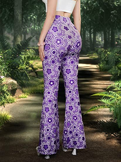 Retro Floral Print Bell Bottom Pants