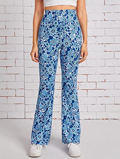 Retro Floral Print Bell Bottom Pants - view 7