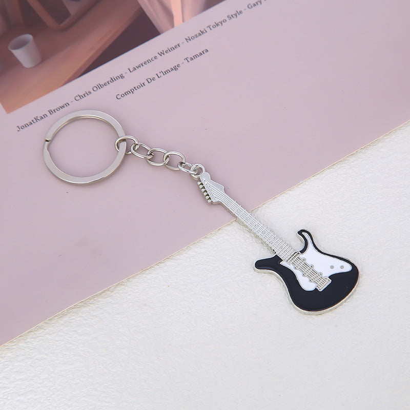 Mini Electric Guitar Keyring Charm - Black