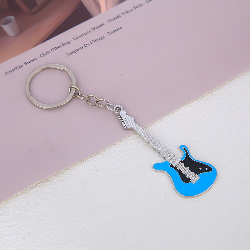 Mini Electric Guitar Keyring Charm - Blue