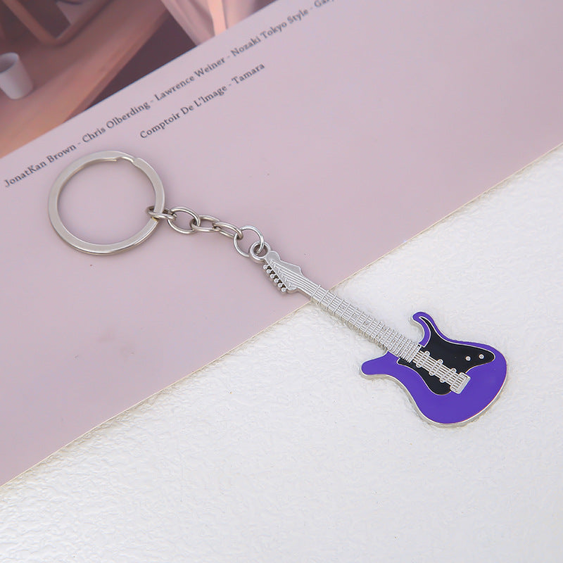 Mini Electric Guitar Keyring Charm - Purple