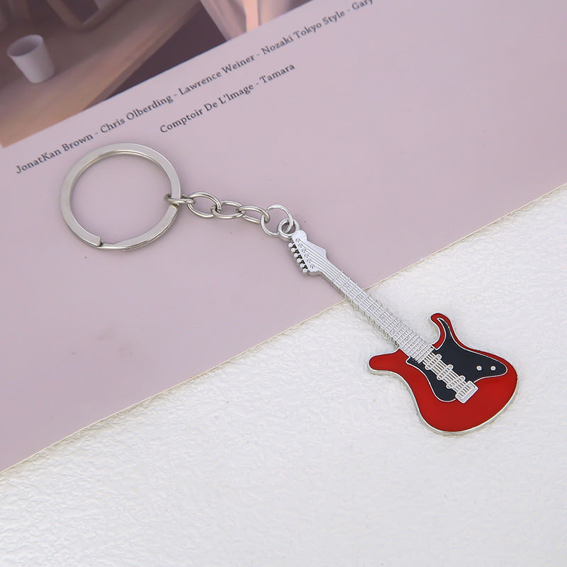 Mini Electric Guitar Keyring Charm - Red