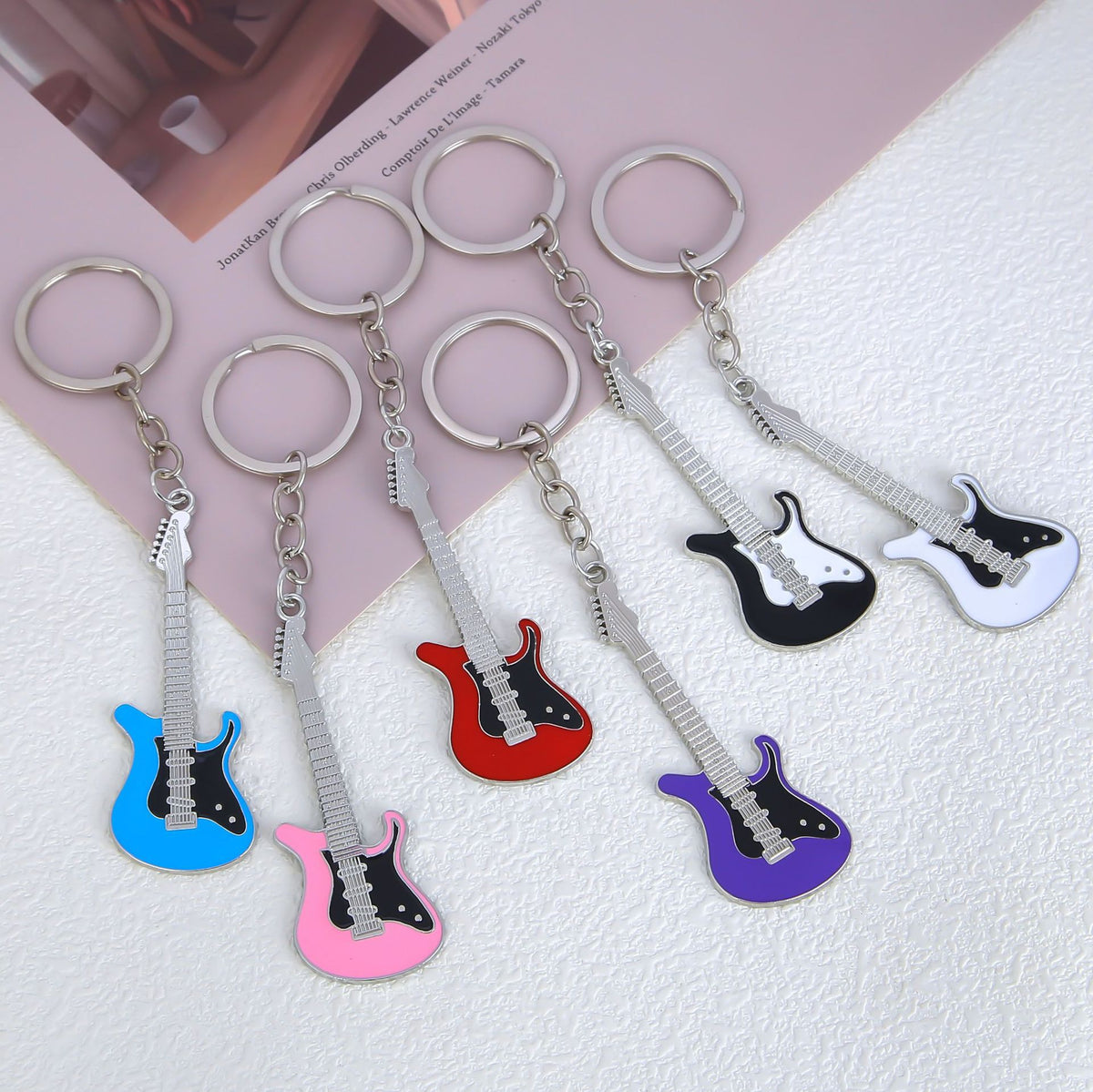 Mini Electric Guitar Keyring Charm