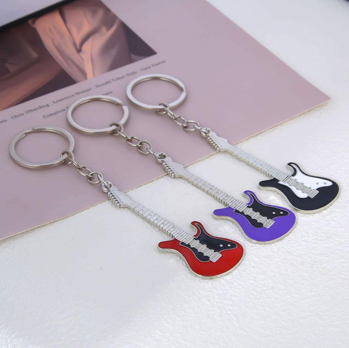 Mini Electric Guitar Keyring Charm - view 1