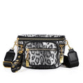Leopard Print Sling Bag With Studded Strap - Gray