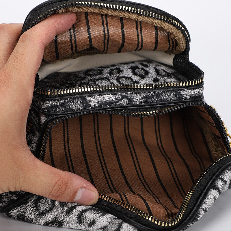 Leopard Print Sling Bag With Studded Strap