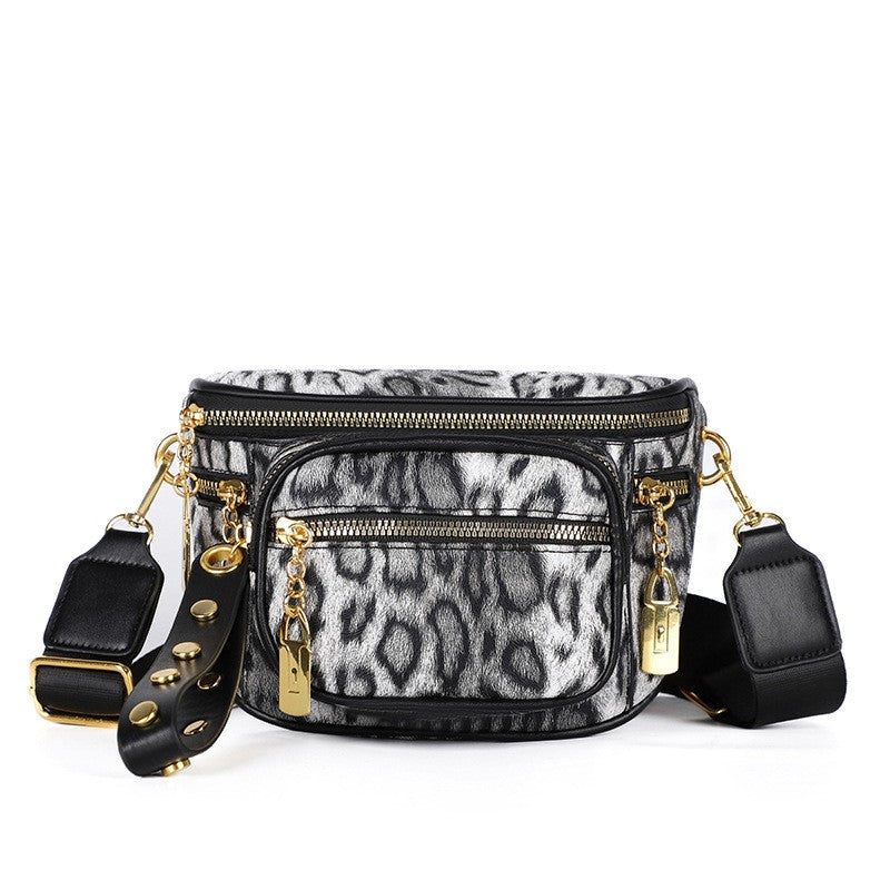Leopard Print Sling Bag With Studded Strap