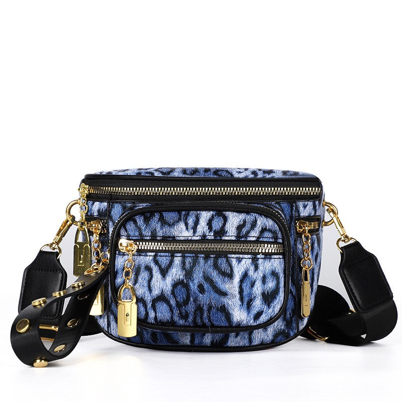Leopard Print Sling Bag With Studded Strap