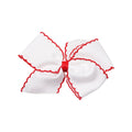 Wavy Edge Ribbon Bow Hair Clip - White