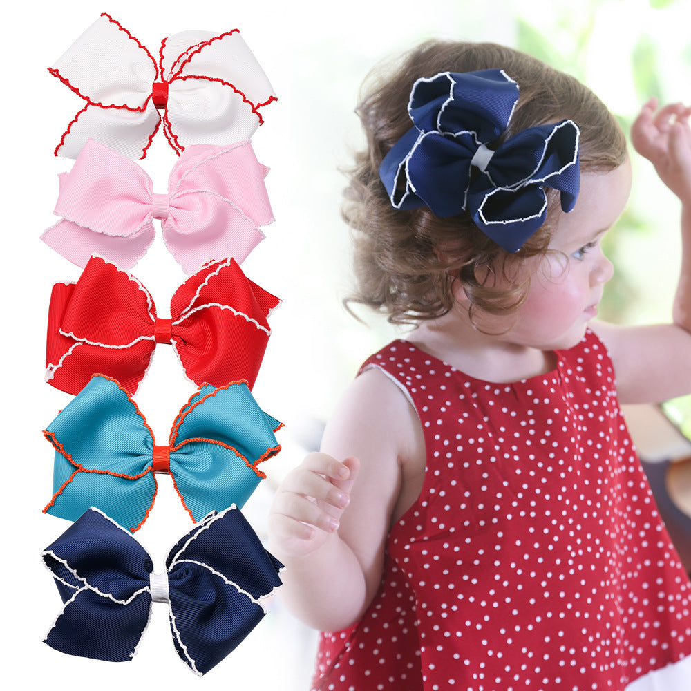 Wavy Edge Ribbon Bow Hair Clip