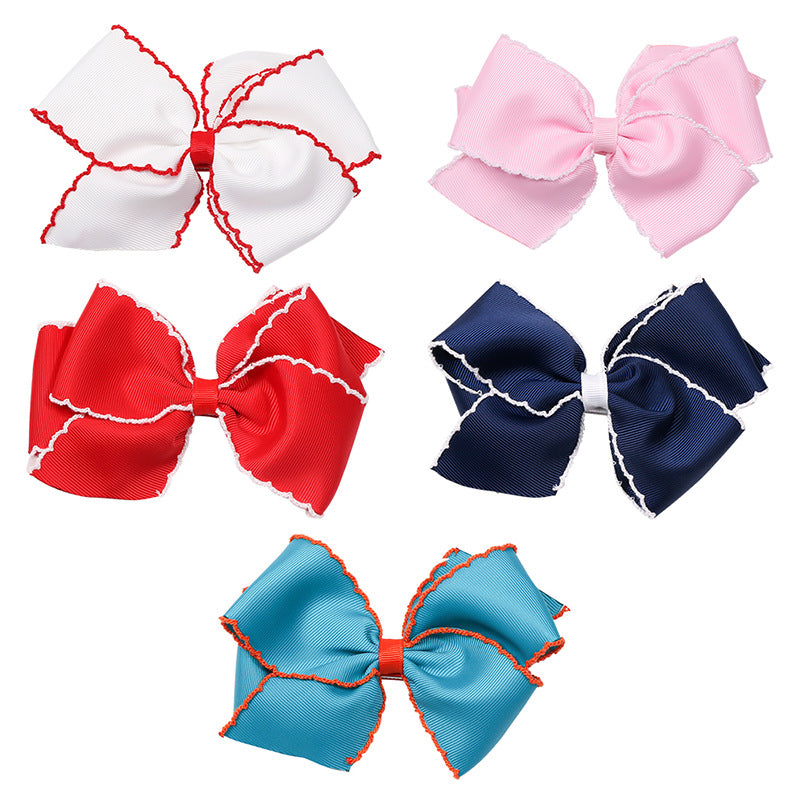 Wavy Edge Ribbon Bow Hair Clip - view 3