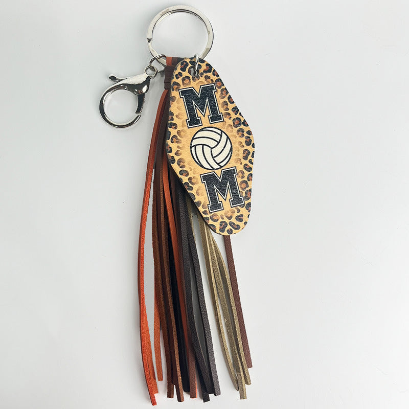 Sports Mom Leopard Tassel Keychain - Color_3