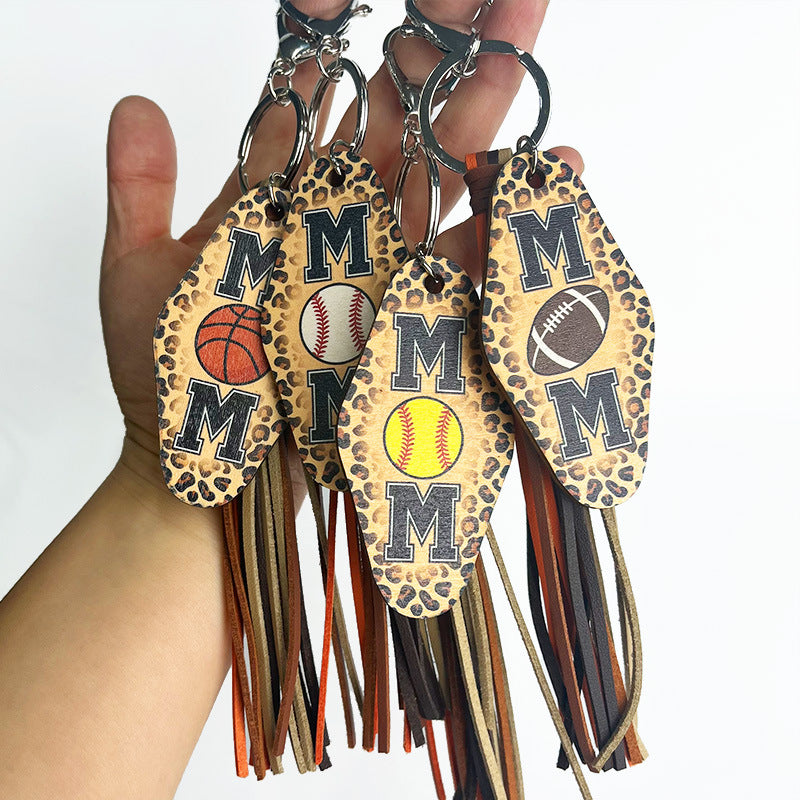 Sports Mom Leopard Tassel Keychain - Color_4
