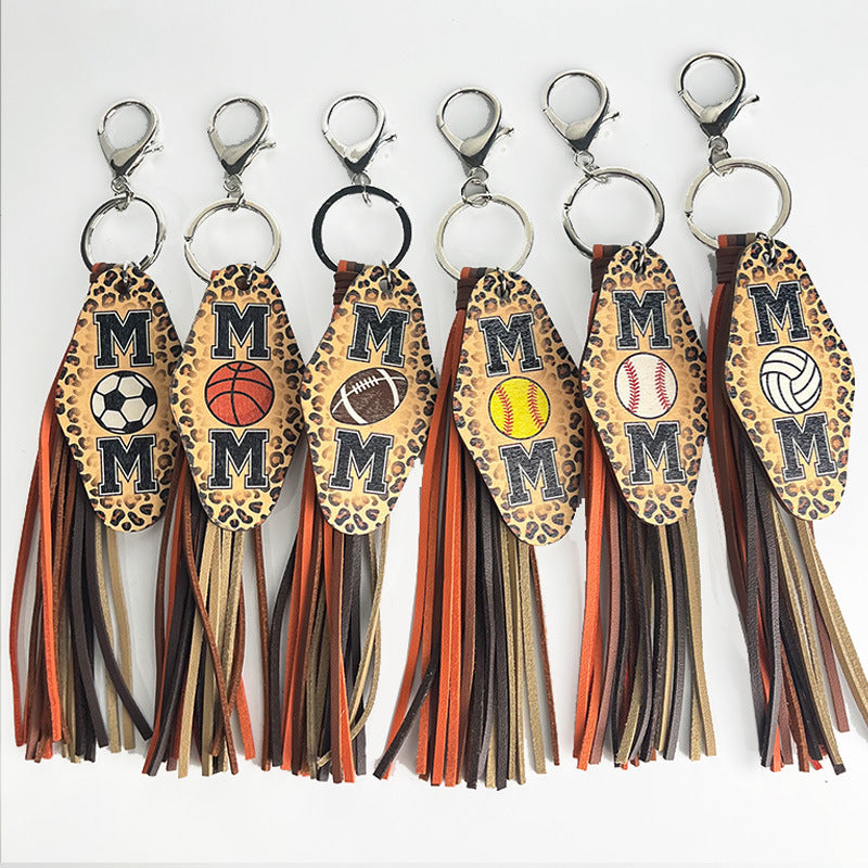 Sports Mom Leopard Tassel Keychain - Color_4 - 2