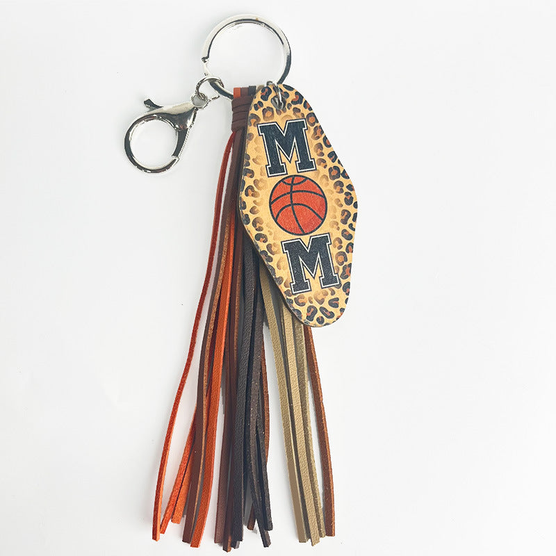 Sports Mom Leopard Tassel Keychain - Color_6