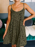 Leopard Print Cami Swing Mini Dress - Green