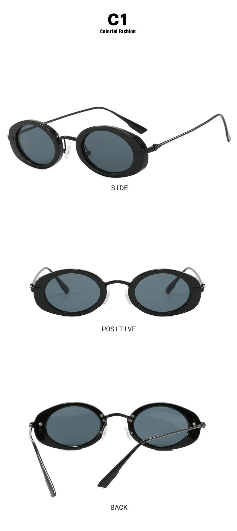 Vintage Thick Rim Oval Sunglasses - view 2
