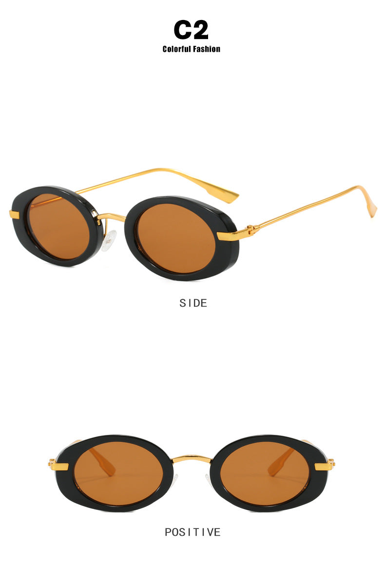 Vintage Thick Rim Oval Sunglasses - view 3