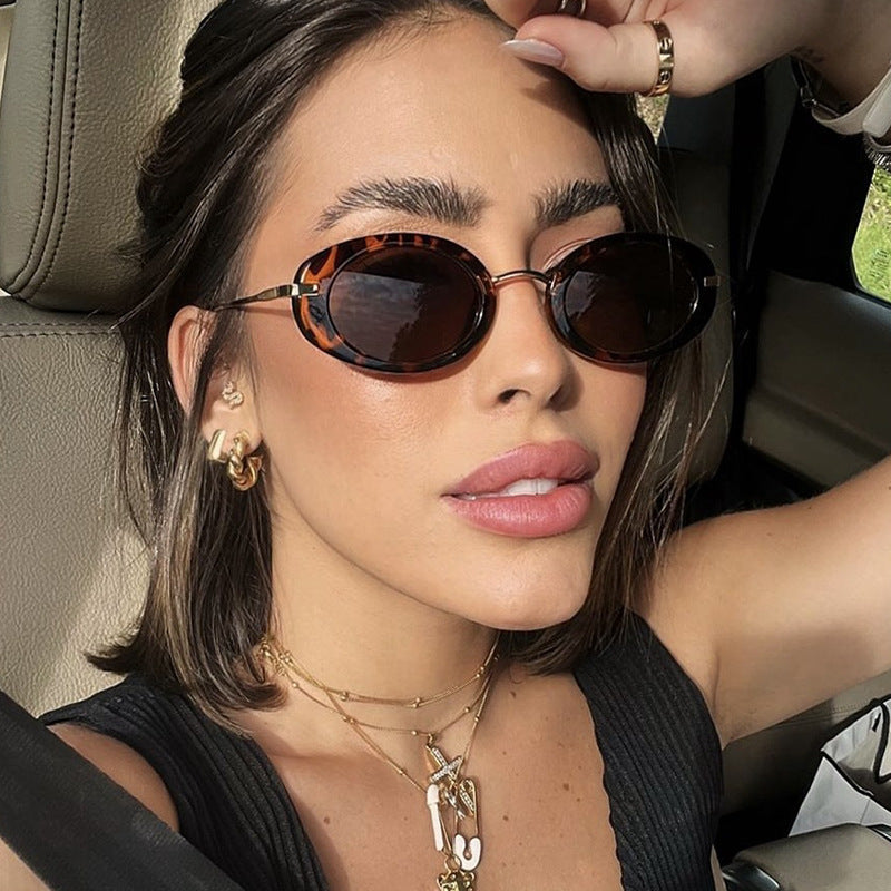 Vintage Thick Rim Oval Sunglasses - view 4