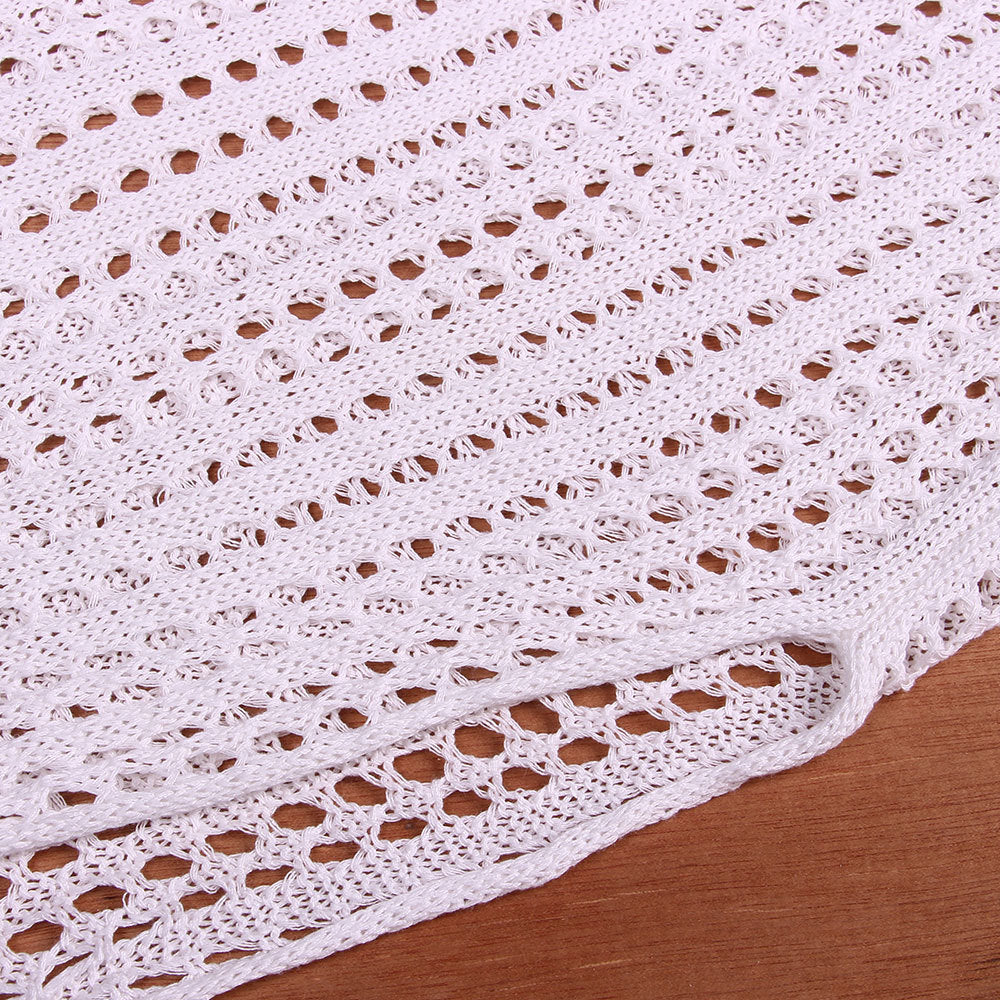 Sheer Crochet Mesh Maxi Beach Cover Up - White - 7