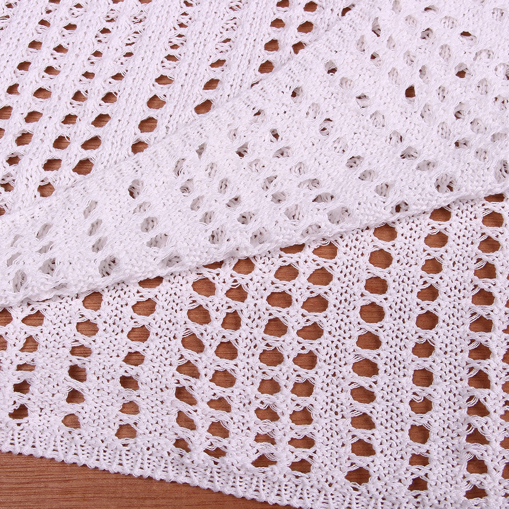 Sheer Crochet Mesh Maxi Beach Cover Up - White - 8