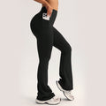 High Waist Flare Yoga Leggings With Side Pocket - Black