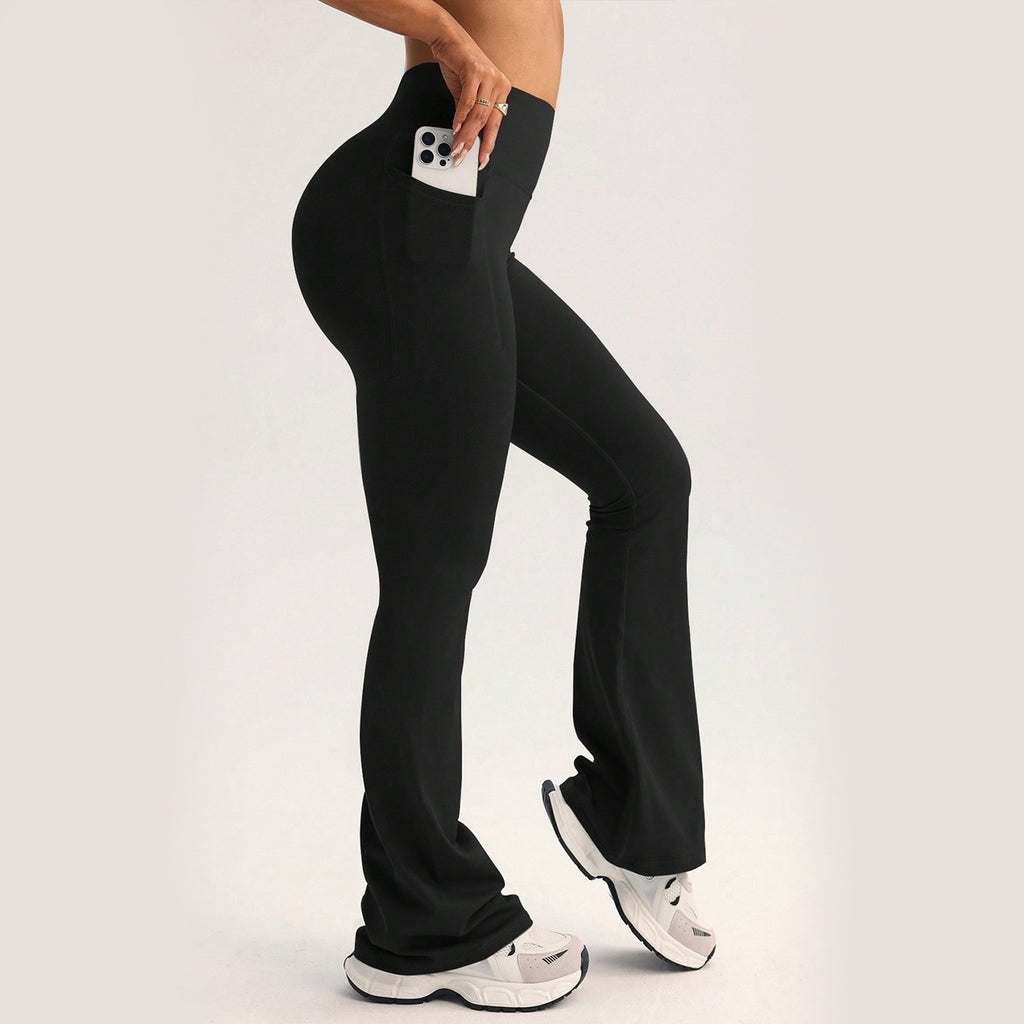 High Waist Flare Yoga Leggings With Side Pocket