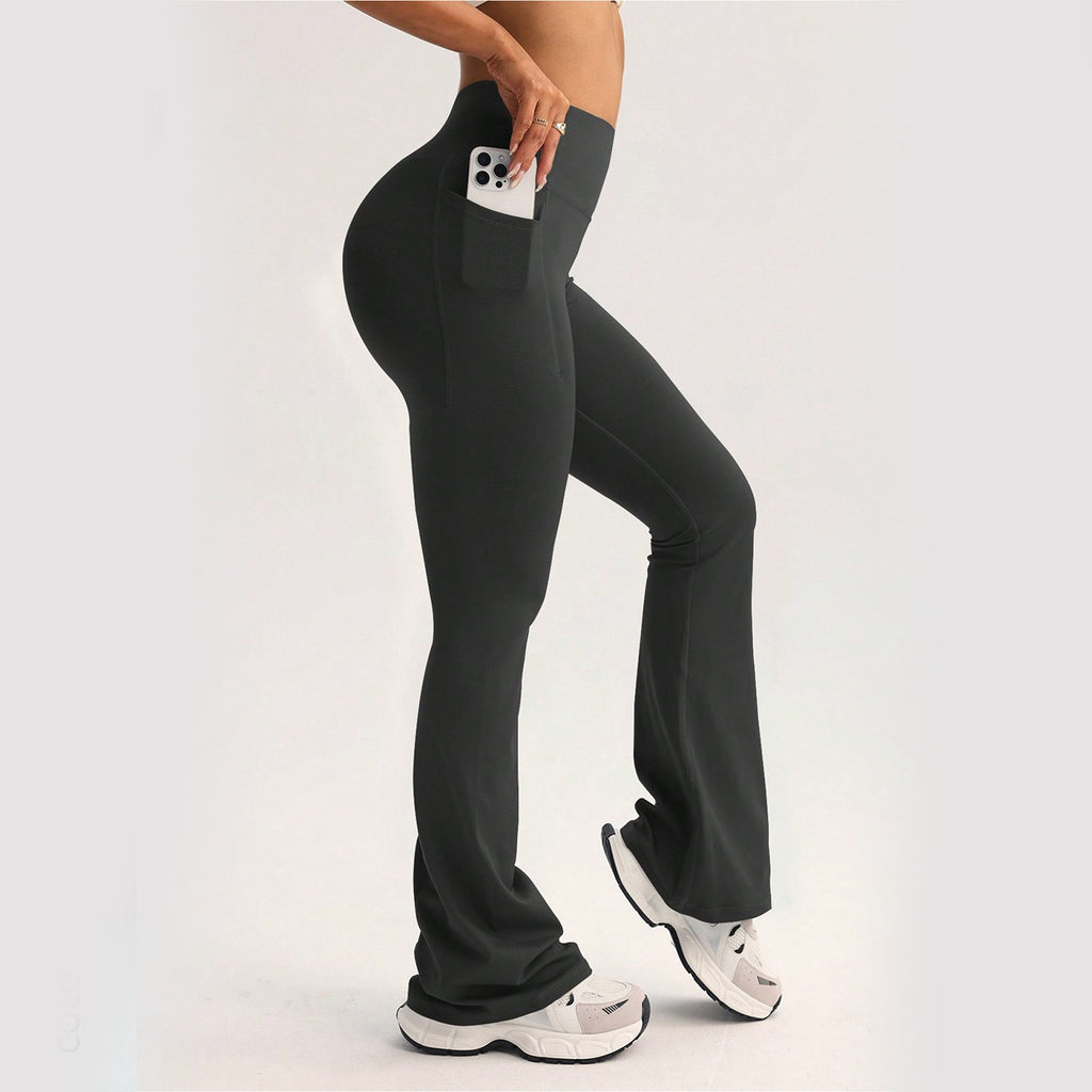 High Waist Flare Yoga Leggings With Side Pocket
