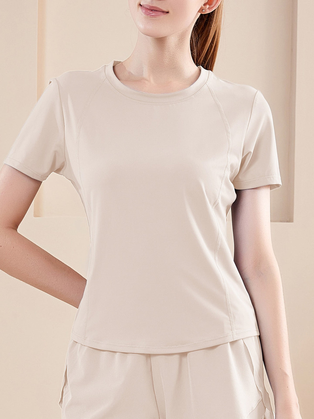 Flowy 2-in-1 Athletic Shorts with Hidden Pocket - BeigeTee