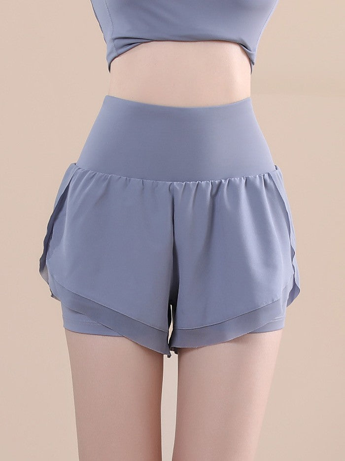 Flowy 2-in-1 Athletic Shorts with Hidden Pocket - Blue - 3