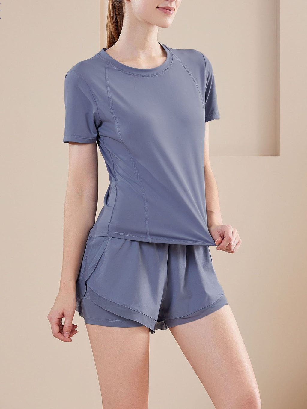 Flowy 2-in-1 Athletic Shorts with Hidden Pocket - BlueTee - 2