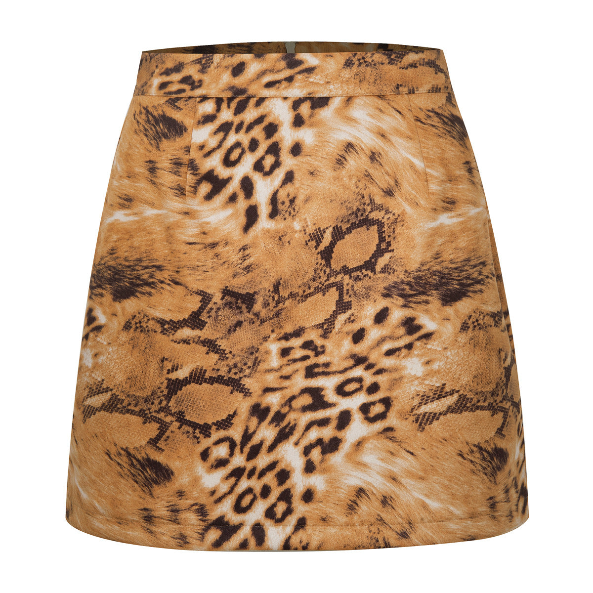 High Waist Faux Suede Mini Skirt With Slit - YellowTiger