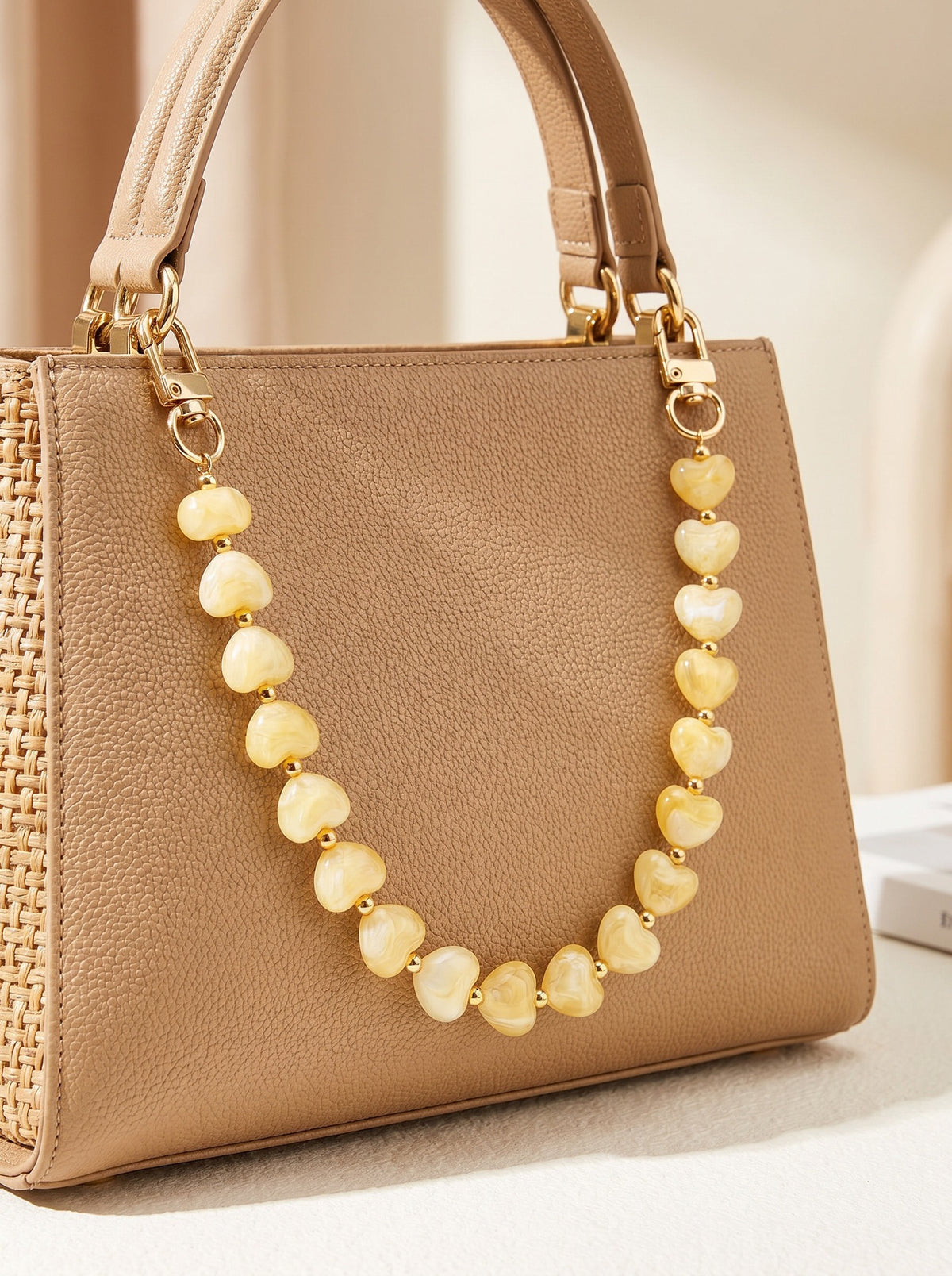 Beaded Heart Purse Chain Strap