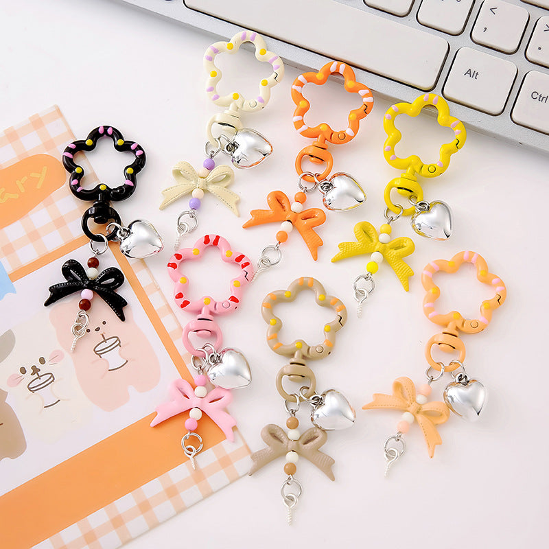 Flower Ring Bow Charm Keychain