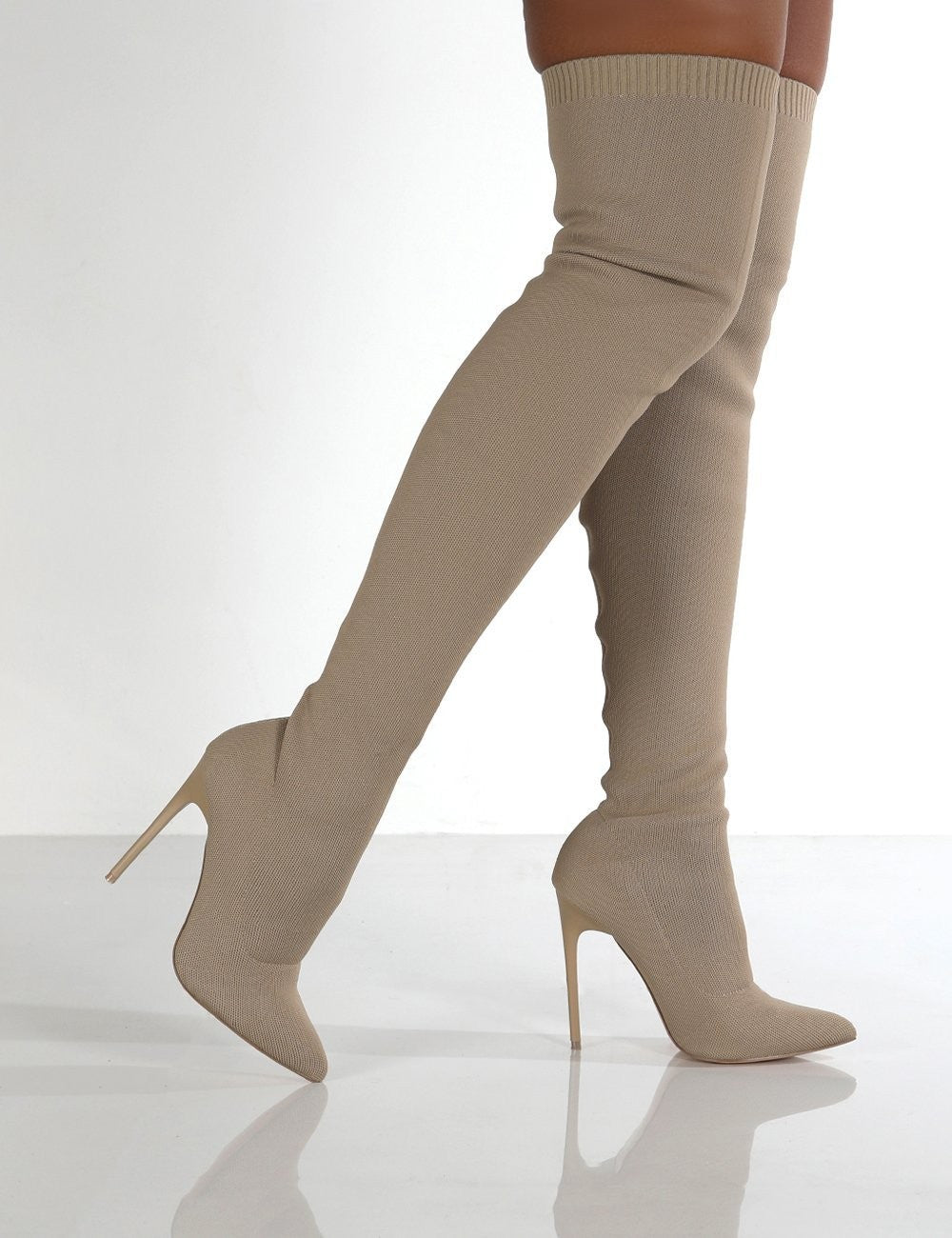 Knit Over the Knee Stiletto Sock Boots