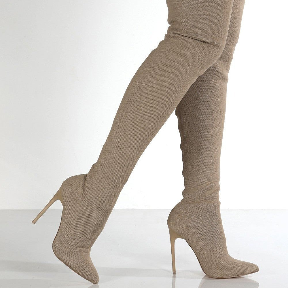 Knit Over the Knee Stiletto Sock Boots
