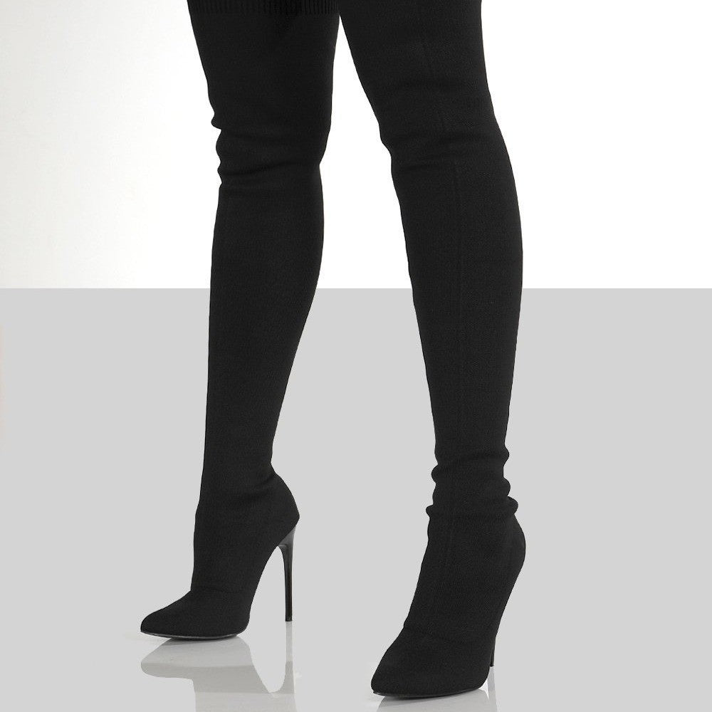 Knit Over the Knee Stiletto Sock Boots