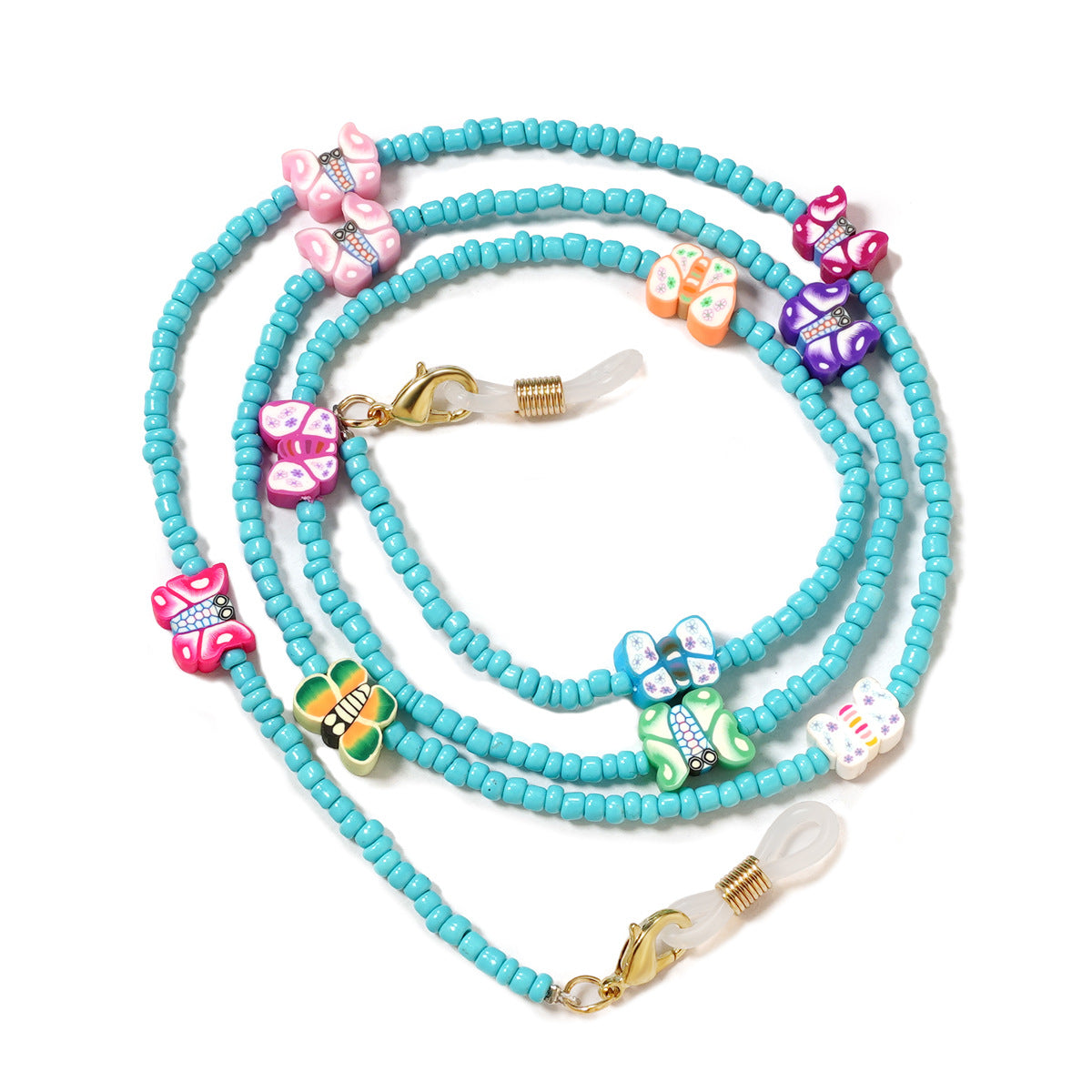 Beaded Clay Charm Glasses Chain - Blue