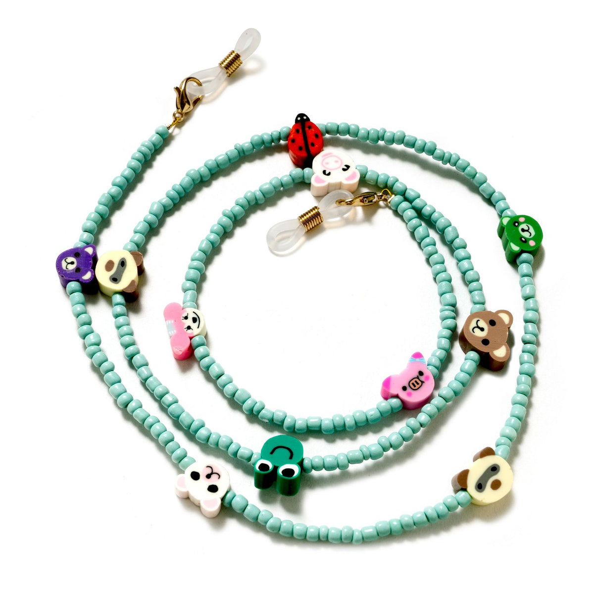 Beaded Clay Charm Glasses Chain - Green
