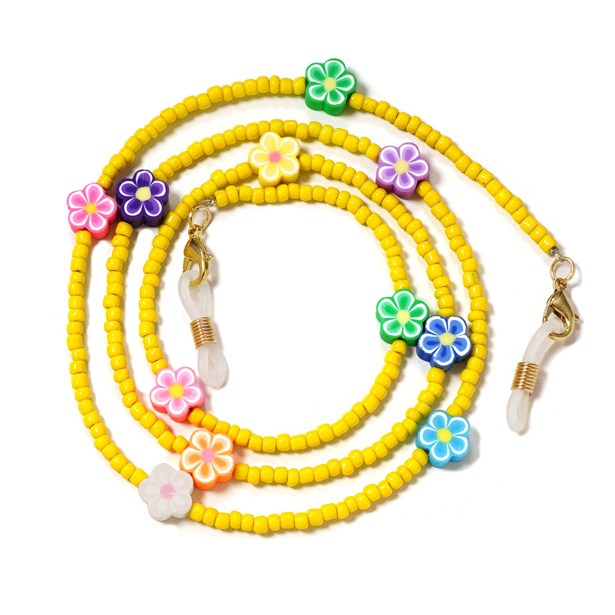 Beaded Clay Charm Glasses Chain - Yellow