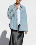 Vintage Washed Oversized Denim Shirt - Blue