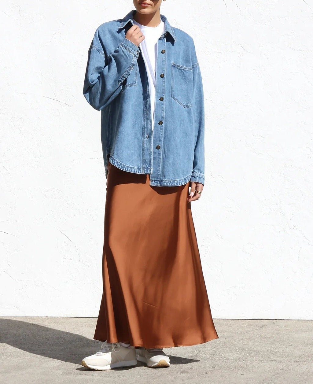 Vintage Washed Oversized Denim Shirt - DarkBlue