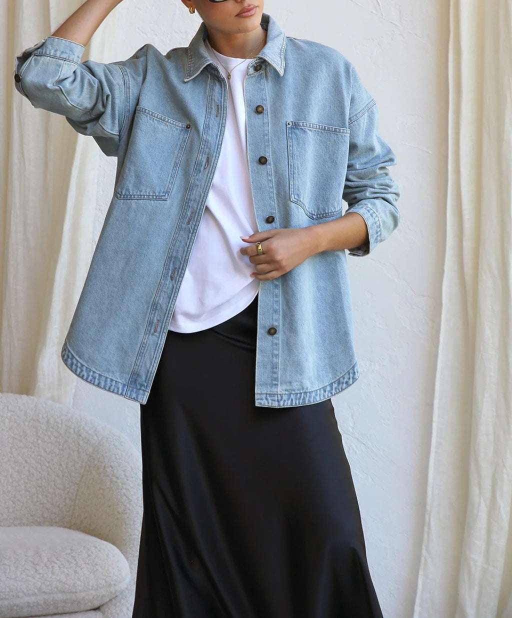 Vintage Washed Oversized Denim Shirt - view 1